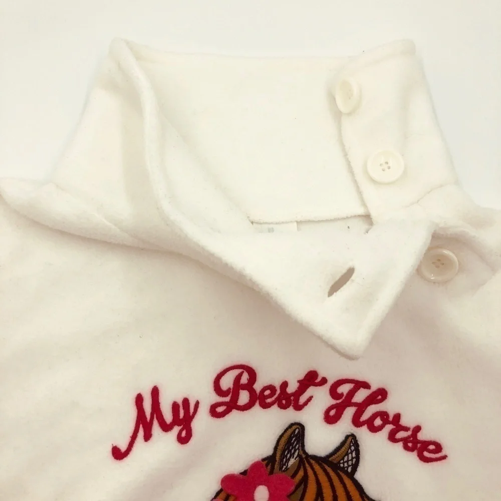 C&A Horse Embroidered Velour Soft Warm Pullover 7